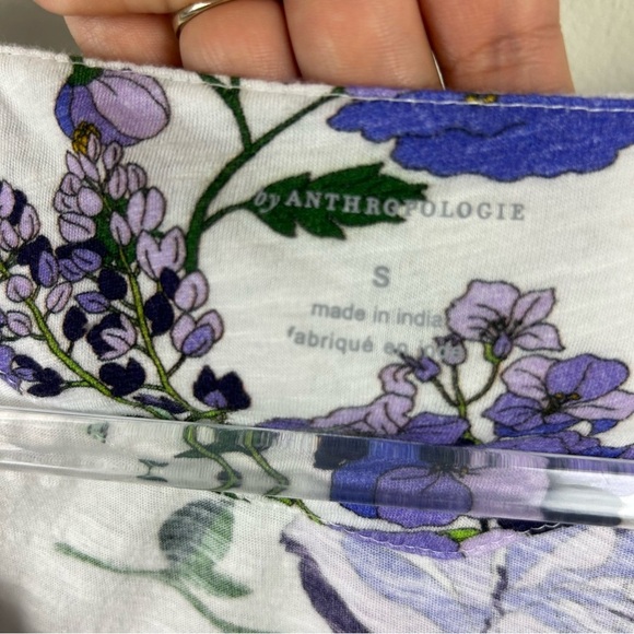 By Anthropologie V-neck ruched knit top purple coral 3/4 sleeve blouse size: S - Picture 8 of 13